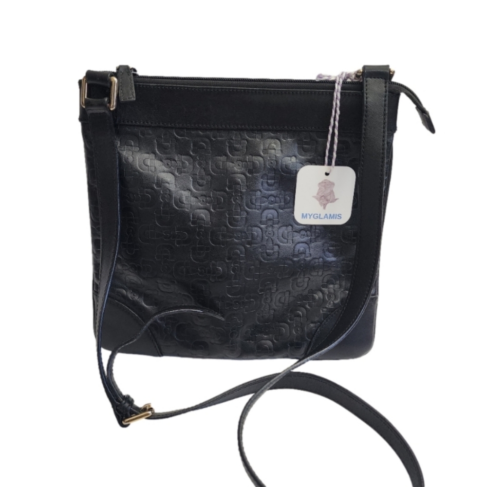 💯 Authentic black leather GUCCI horsebit embossed crossbody bag 💕